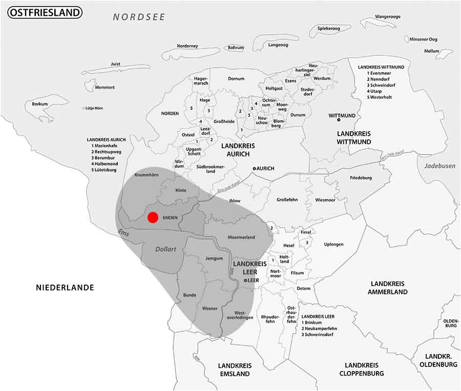 Karte Ostfriesland und Friesland Campingregion
